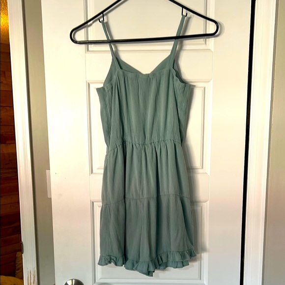 Art Class Greenish Blue Romper with Spaghetti Straps and Ruffled Design - Picture 2 of 5